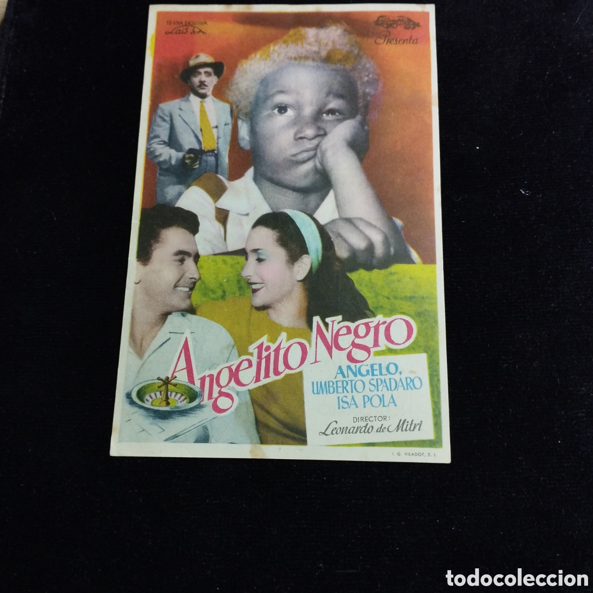 Cine: Programa de cine, sencillo. Angelito Negro. Angelo. Humberto Spadaro. 1952. Domenech Rub&iacute;