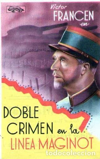 Cine: doble crimen en la linea maginot - folleto de mano - publicidad cine dorado , zaragoza