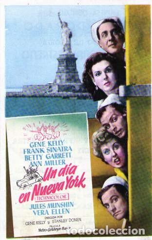 Cine: un dia en nueva york - folleto de mano - publicidad cine dorado , zaragoza