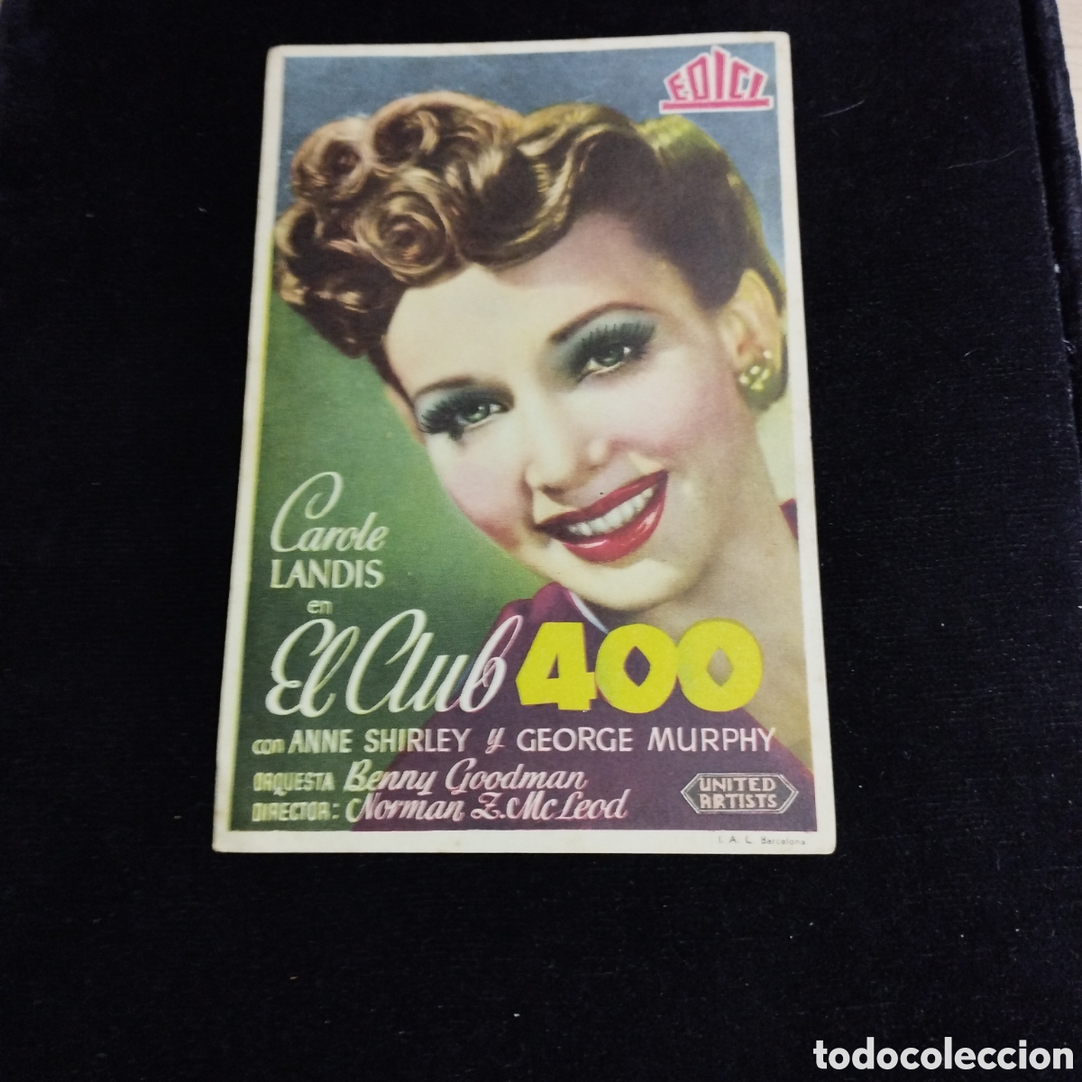 Cine: Programa de cine, sencillo. El club 400. Carole Landis. Sp