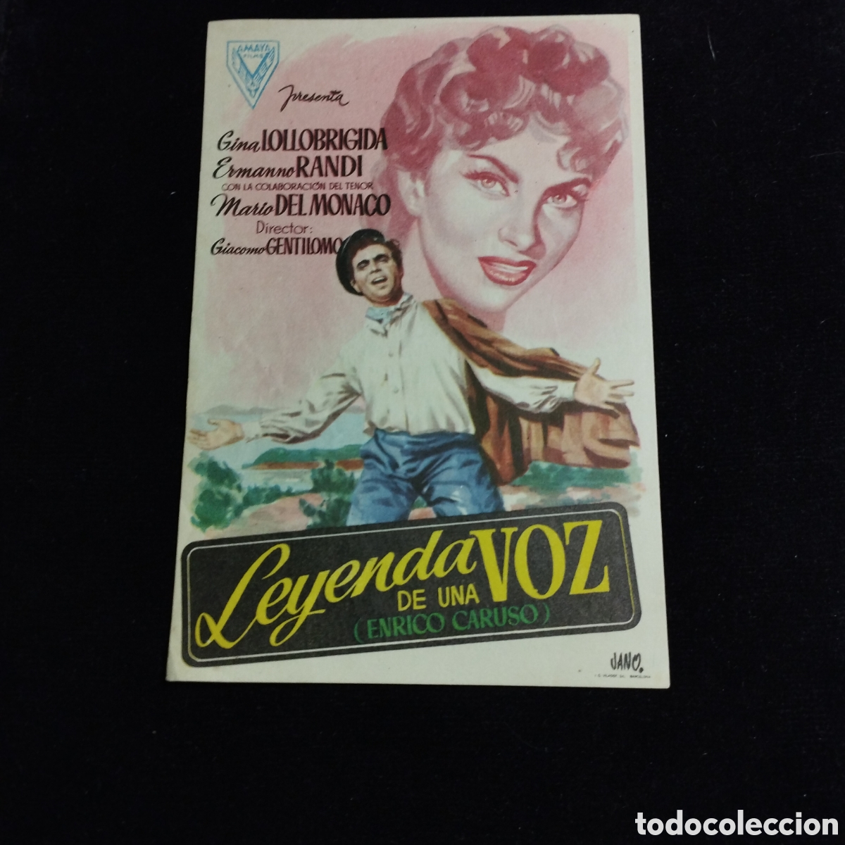 Cine: Programa de cine, sencillo. La leyenda de una voz. Enrico Caruso. Gina Lollobrigida. 1954. Matar&oacute;.