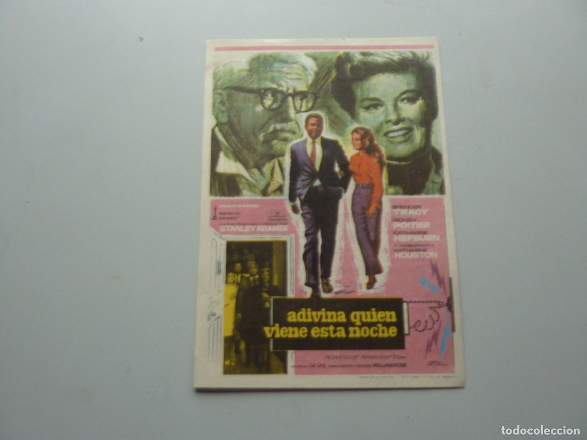 Cine: Folleto de cine ADIVINA QUIE VIENE ESTA NOCHE con publicidad