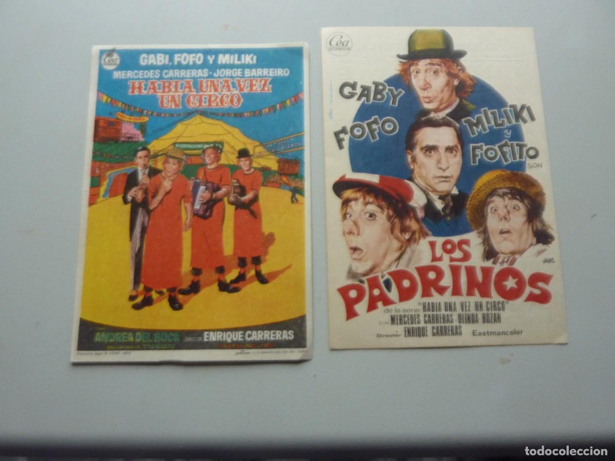 Cine: 2 Folletos de cine DIFERENTES de GABIO,FOFO, MILIKI Y FOFITO con publicidad