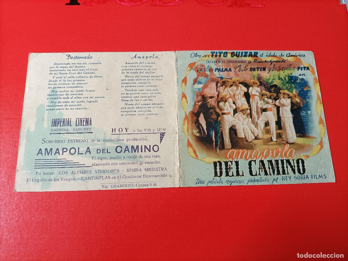 Cine: AMAPOLA DEL CAMINO. TITO GUIZAR. C/P. IMPERIAL CINEMA. EMPRESA S&Aacute;NCHEZ PERFECTO ESTADO.