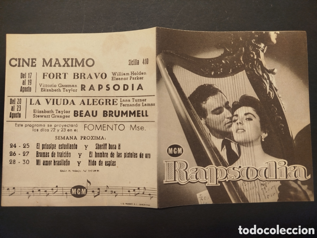 Cine: RAPSODIA LIZ TAYLOR FOLLETO DOBLE