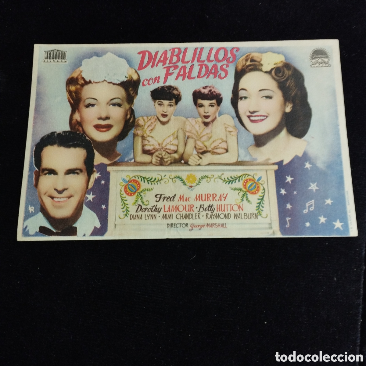 Cine: Programa de cine, sencillo. Diablillos con faldas. Fred McMurray. Dorothy Lamour. Sp