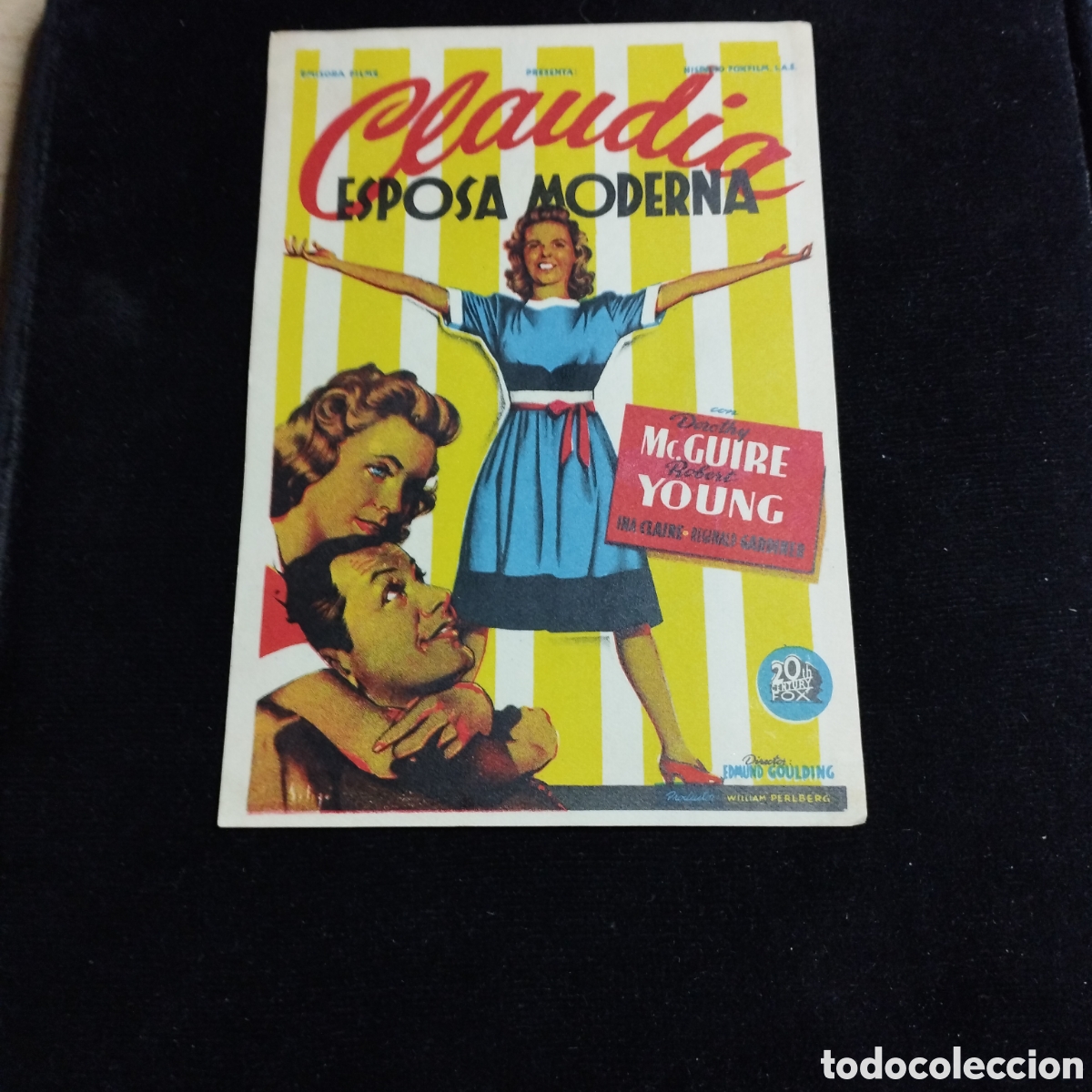 Cine: Programa de cine, sencillo. Claudia esposa moderna. Dorothy McGuire. Teatro Cinema Juventud. Herv&aacute;s