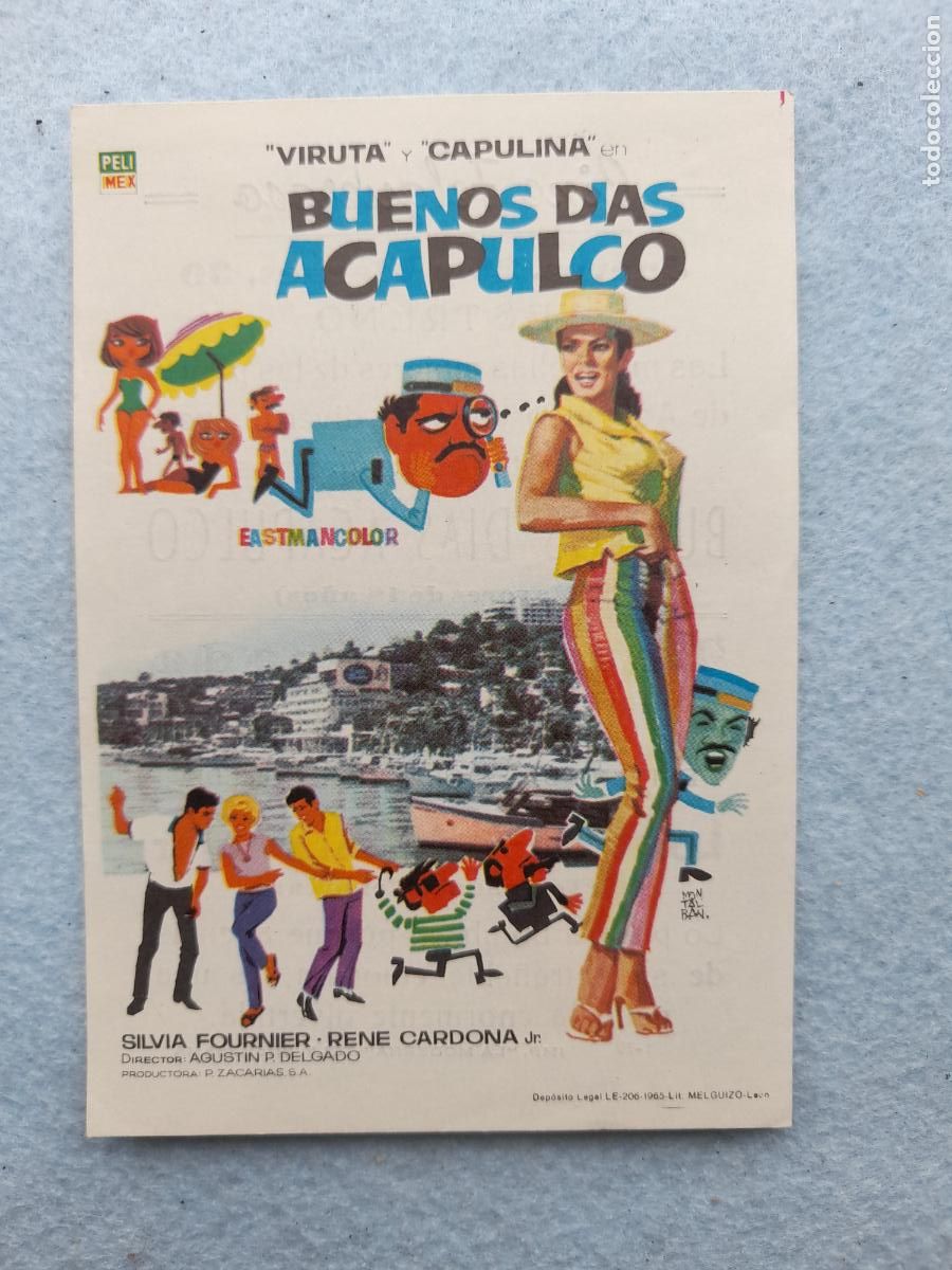  Flyers Publicitaires de films Anciens: Buenos D&iacute;as Acapulco. Viruta y Capulina. Silvia Fournier. Ren&eacute; Cardona.