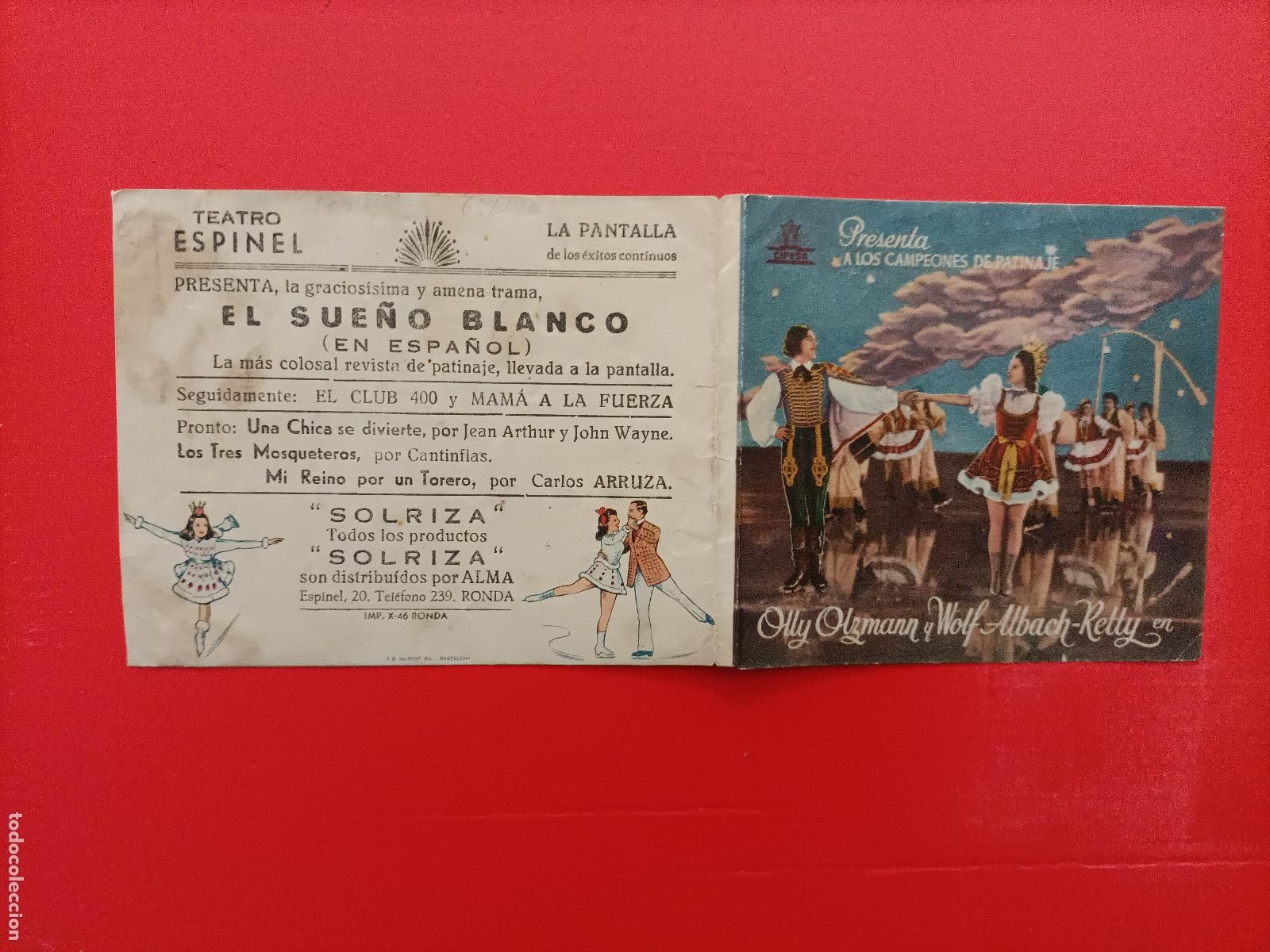 Cine: EL SUE&Ntilde;O BLANCO. C/P. TEATRO ESPINEL RONDA. CON LOS CAMPEONES DE PATINAJE, OLLY OLZMAN Y WOLF ALBACH