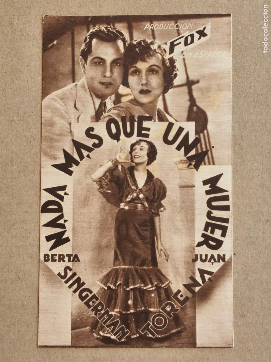 Folhetos de m&atilde;o de filmes antigos de cinema: NADA MAS QUE UNA MUJER PROGRAMA DE CINE 1935