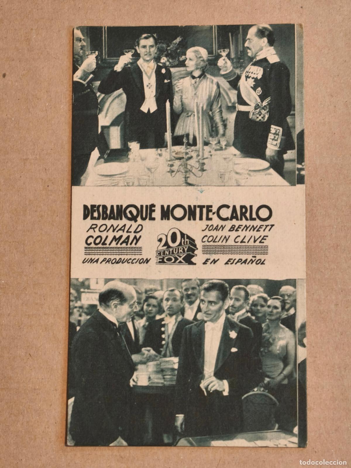  Flyers Publicitaires de films Anciens: RONALD COLMAN MONTECARLO PROGRAMA DE CINE 1935