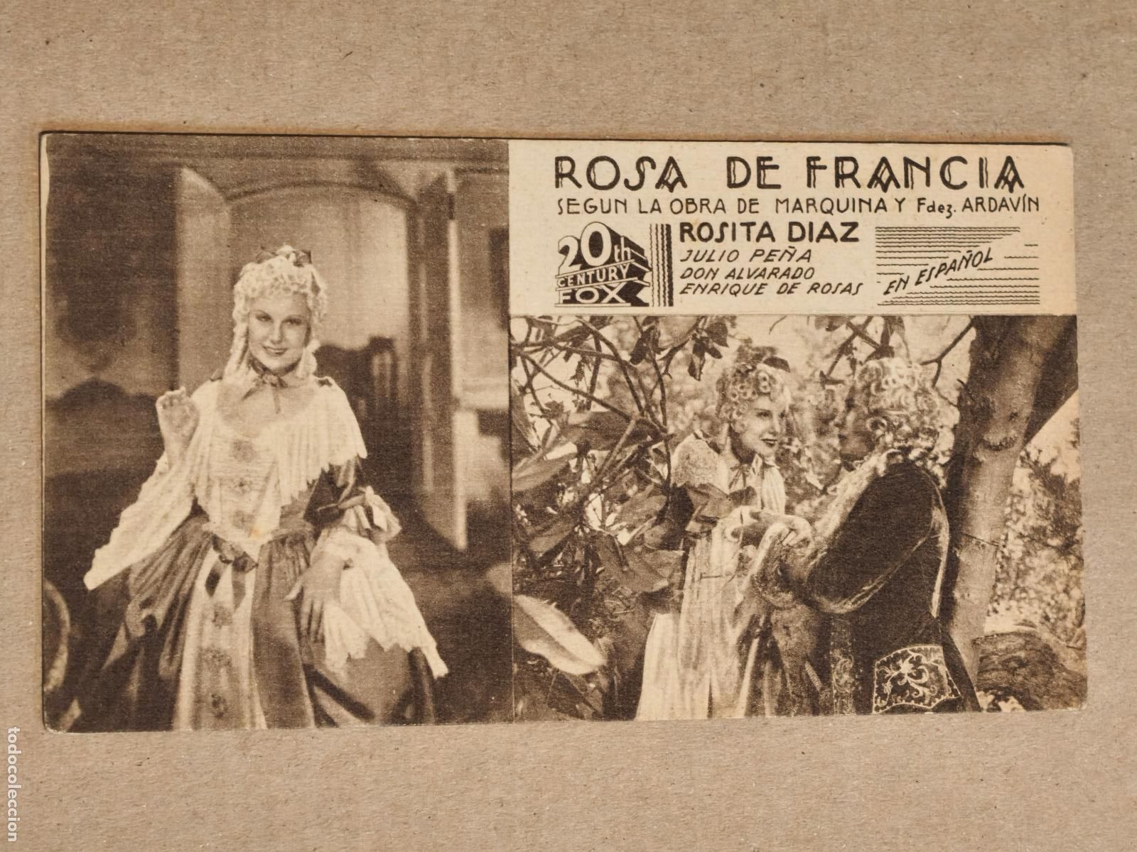  Foglietti di film di film antichi di cinema: ROSA DE FRANCIA PROGRAMA DE CINE 1936