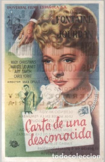 Cine: PROGRAMA DE CINE: CARTA DE UNA DESCONOCIDA PC-11331