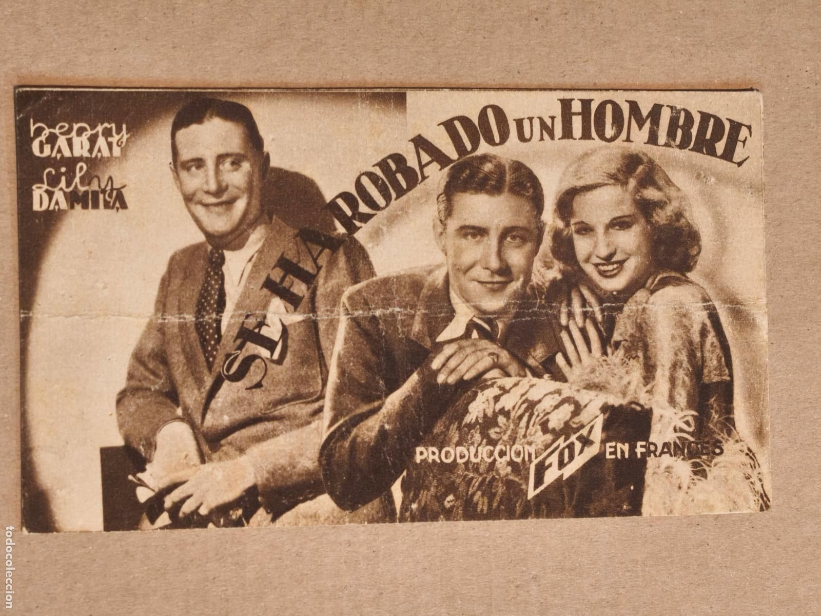 Cinema: SE HA ROBADO UN HOMBRE PROGRAMA DE CINE 1935