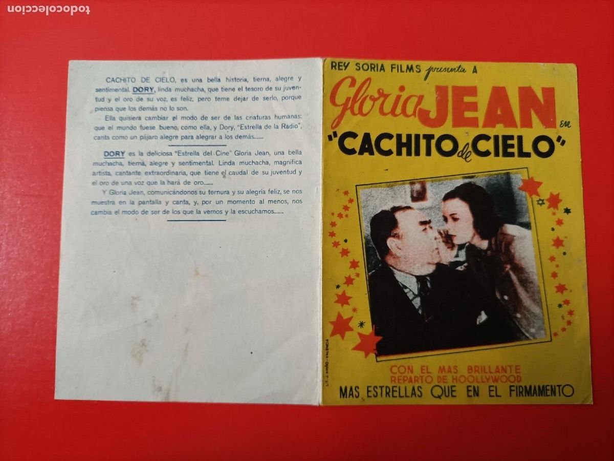 Cine: CACHITO DE CIELO. GLORIA JEAN. ROBERT STACK. EN EL DORSO DATOS DE LA SINOPSIS. ES DOBLE.