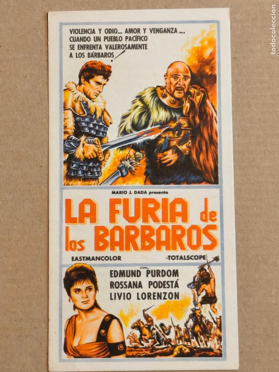  Foglietti di film di film antichi di cinema: LA FURIA DE LOS BARBAROS PROGRAMA DE CINE MEXICO 1964