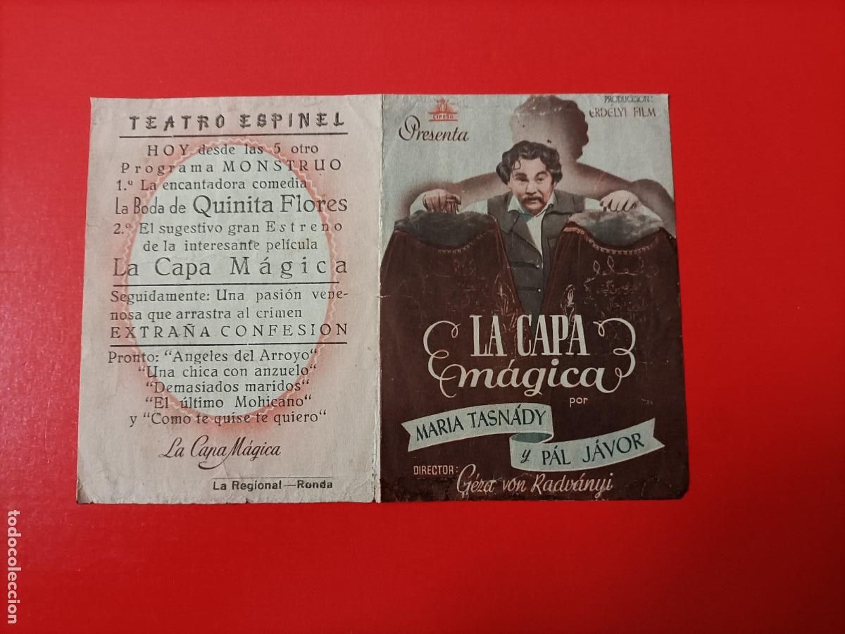 Cine: LA CAPA M&Aacute;GICA. C/P. TEATRO ESPINEL RONDA. ES DOBLE. MAR&Iacute;A TASNADY. Y PAL J&Aacute;VOR.