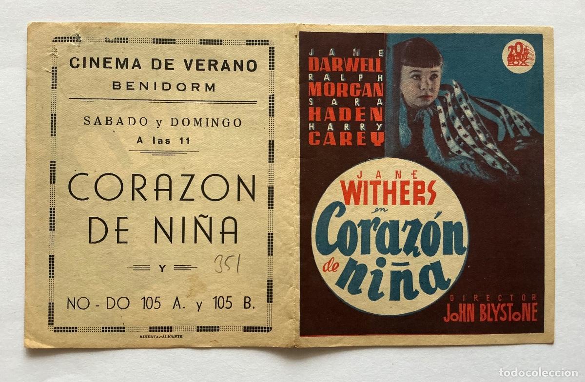  Flyers Publicitaires de films Anciens: PROGRAMA DOBLE FOX CORAZ&Oacute;N DE NI&Ntilde;A JANE WITHERS CINE DE VERANO BENIDORM ALICANTE