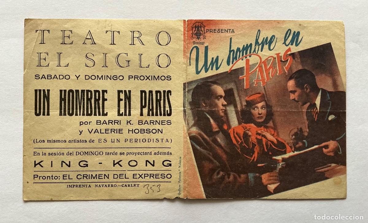 Kino: PROGRAMA DOBLE UN HOMBRE EN PAR&Iacute;S CINE TEATRO EL SIGLO CARLET VALENCIA
