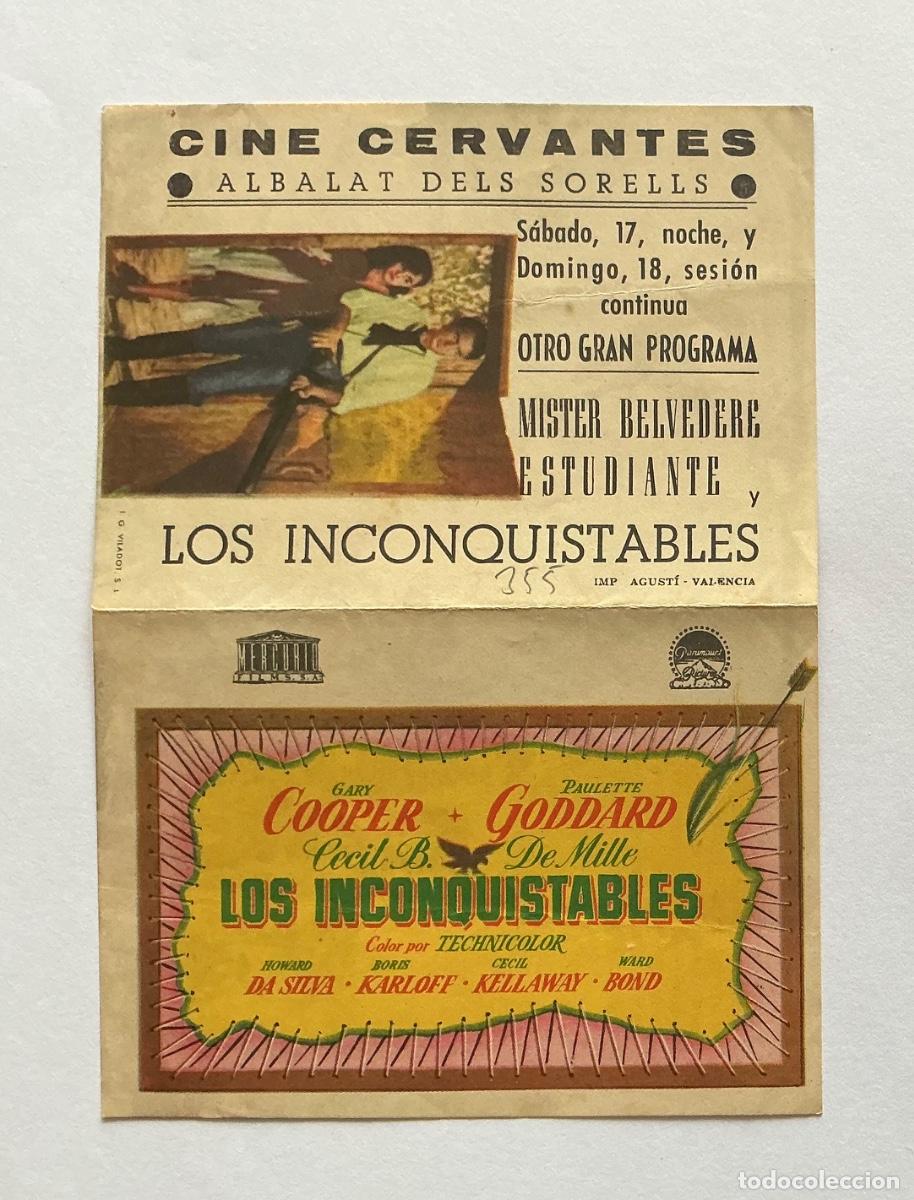  Flyers Publicitaires de films Anciens: PROGRAMA DOBLE LOS INCONQUISTABLES BORIS KARLOFF CINE CERVANTES ALBALAT DELS SORELLS VALENCIA