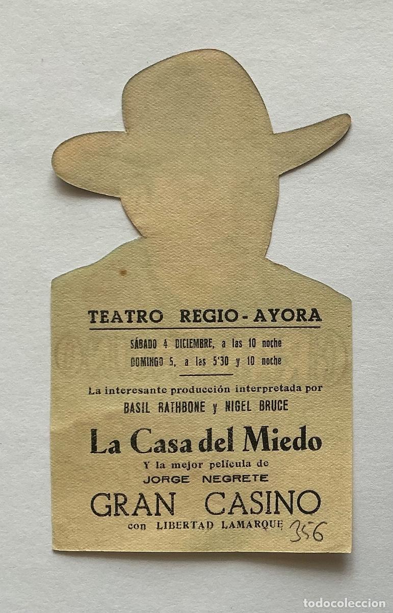 Cine: PROGRAMA TROQUELADO GRAN CASINO JORGE NEGRETE CINE TEATRO REGIO AYORA VALENCIA