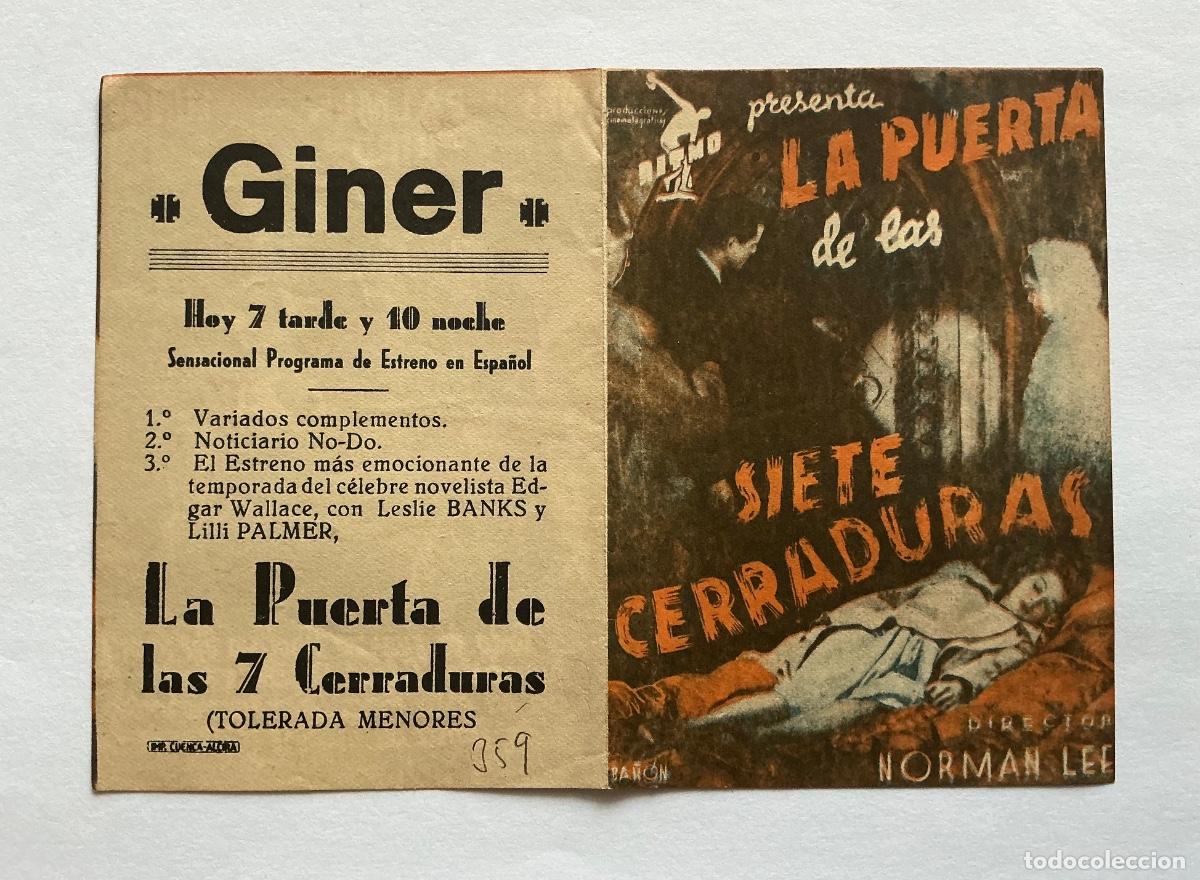  Foglietti di film di film antichi di cinema: PROGRAMA DOBLE LA PUERTA DE LAS SIETE CERRADURAS CINE GINER ALCIRA VALENCIA