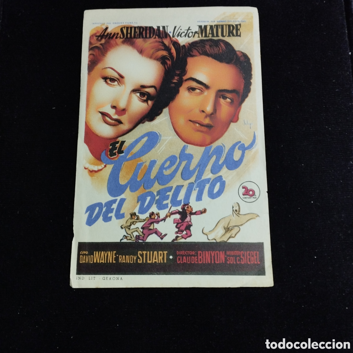 Cine: Programa de cine sencillo. El cuerpo del delito. Ann Sheridan. V&iacute;ctor Mature. Sp