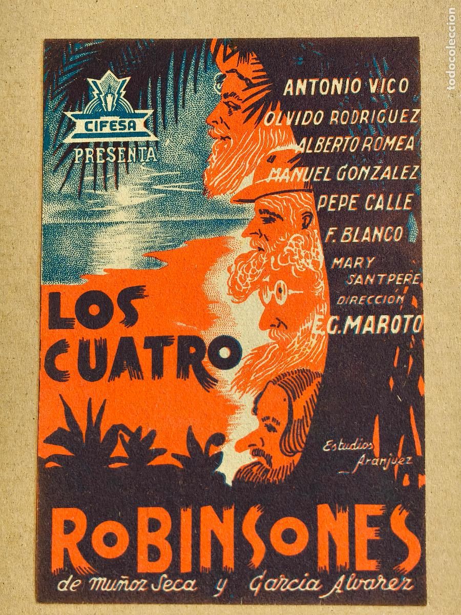  Flyers Publicitaires de films Anciens: LOS CUATRO ROBINSONES PROGRAMA DE CINE 1940