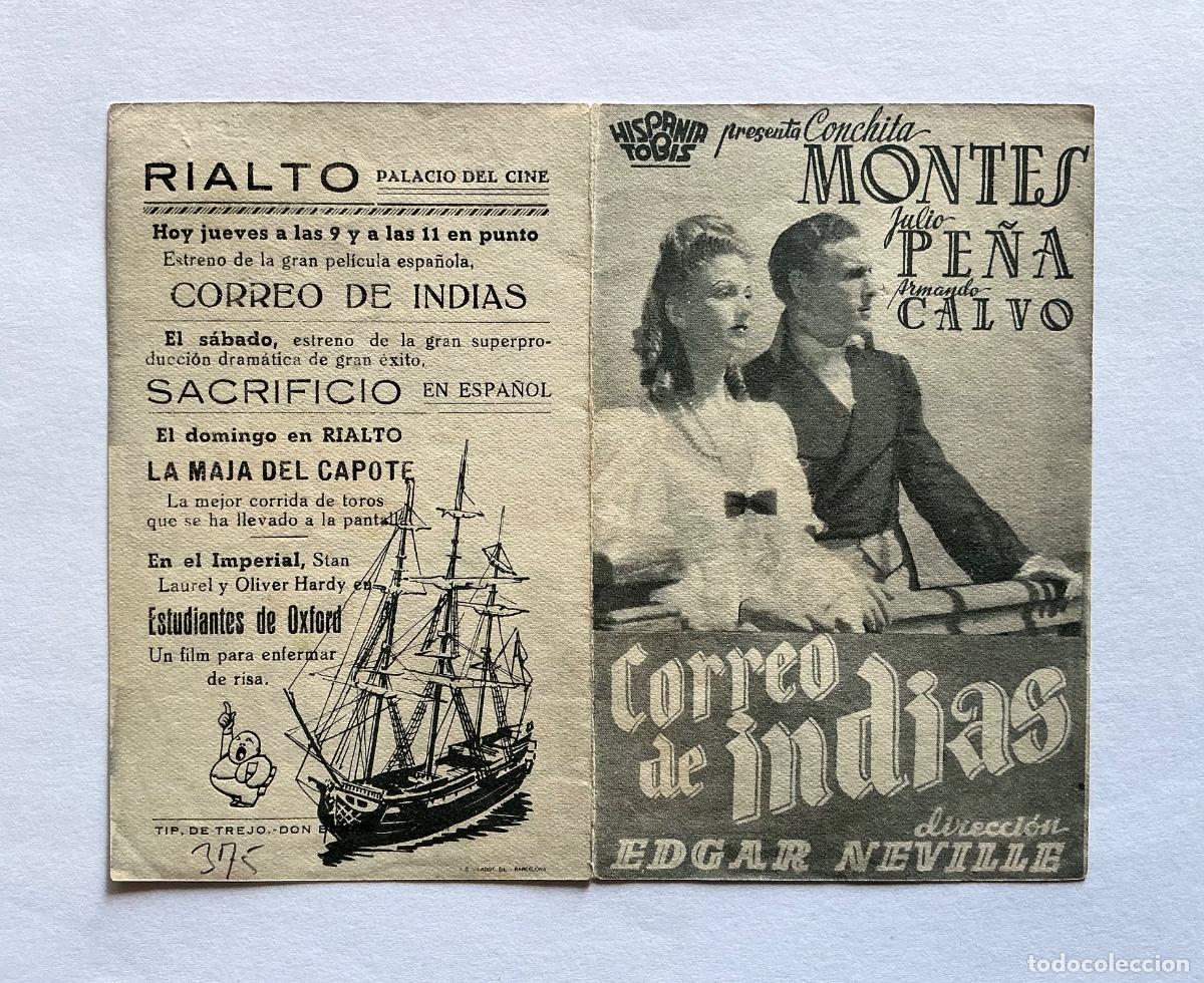  Flyers Publicitaires de films Anciens: PROGRAMA DOBLE CORREO DE INDIAS CONCHITA MONTES JULIO PE&Ntilde;A CINE RIALTO DON BENITO BADAJOZ