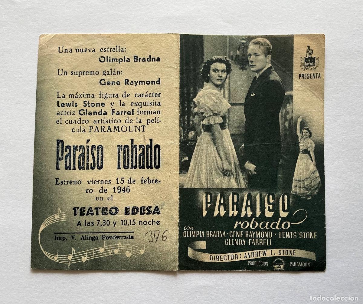  Flyers Publicitaires de films Anciens: PROGRAMA DOBLE PARA&Iacute;SO ROBADO GLENDA FARRELL CINE TEATRO EDESA PONFERRADA LEON