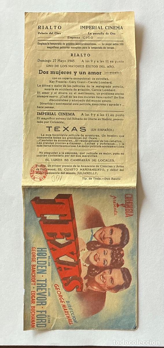  Flyers Publicitaires de films Anciens: PROGRAMA DOBLE TEXAS GLENN FORD WILLIAM HOLDEN CINE IMPERIAL DON BENITO BADAJOZ