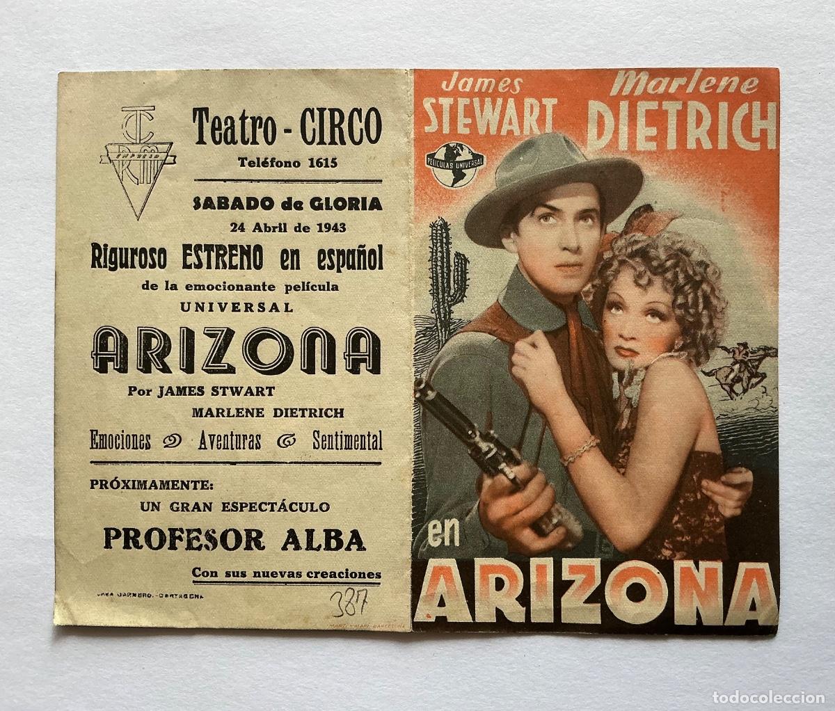 Kino: PROGRAMA DOBLE ARIZONA JAMES STEWART MARLENE DIETRICH CINE TEATRO CIRCO CARTAGENA MURCIA