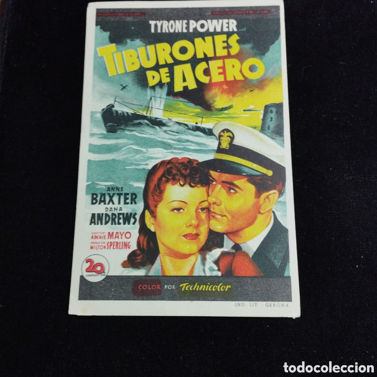 Cine: Programa de cine sencillo. Tibur&oacute;nes de acero. Tyrone Power. Anne Baxter. Cine Capitol.