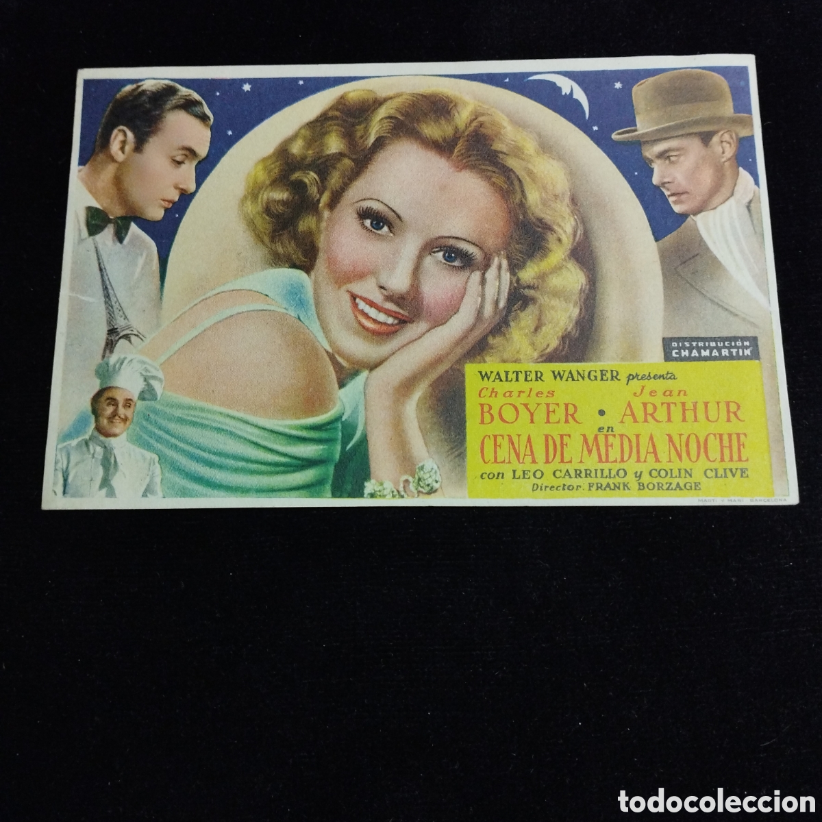Cine: Programa de cine, sencillo. Cena de medianoche. Charles Boyer. Jean Arthur. Norba