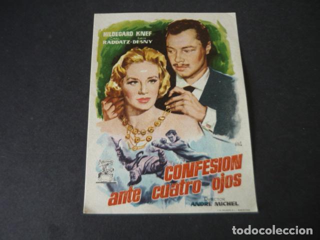 Folhetos de m&atilde;o de filmes antigos de cinema: CONFESION ANTE CUATRO OJOS PROGRAMA DE MANO SIN PUBLICIDAD