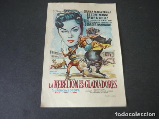 Folhetos de m&atilde;o de filmes antigos de cinema: LA REBELION DE LOS GLADIADORES PROGRAMA DE MANO SIN PUBLICIDAD