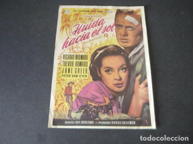  Flyers Publicitaires de films Anciens: HUIDA HACIA EL SOL PROGRAMA DE MANO SIN PUBLICIDAD