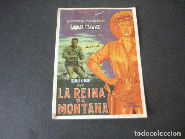 Folhetos de m&atilde;o de filmes antigos de cinema: LA REINA DE MONTANA PROGRAMA DE MANO SIN PUBLICIDAD