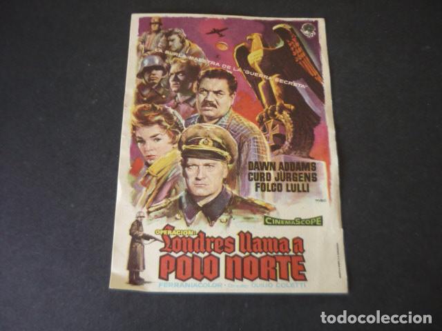 Folhetos de m&atilde;o de filmes antigos de cinema: LONDRES LLAMA A POLO NORTE PROGRAMA DE MANO SIN PUBLICIDAD