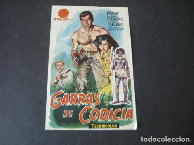  Flyers Publicitaires de films Anciens: GARRAS DE CODICIA PROGRAMA DE MANO SIN PUBLICIDAD