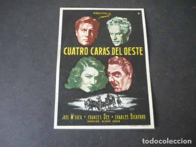 Cinema: CUATRO CARAS DEL OESTE PROGRAMA DE MANO SIN PUBLICIDAD