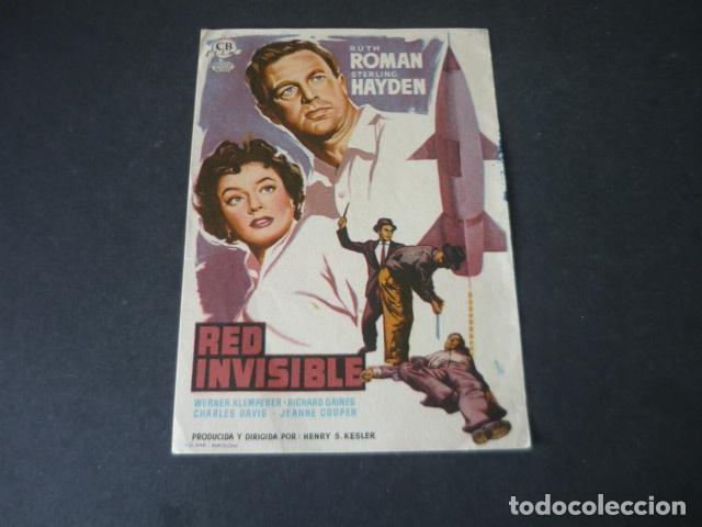 Folhetos de m&atilde;o de filmes antigos de cinema: RED INVISIBLE PROGRAMA DE MANO SIN PUBLICIDAD