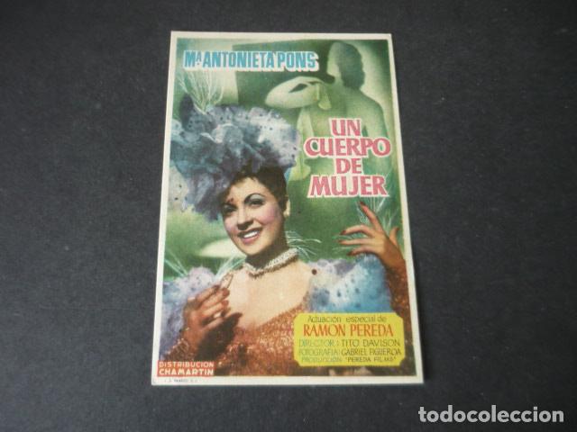  Flyers Publicitaires de films Anciens: UN CUERPO DE MUJER PROGRAMA DE MANO SIN PUBLICIDAD