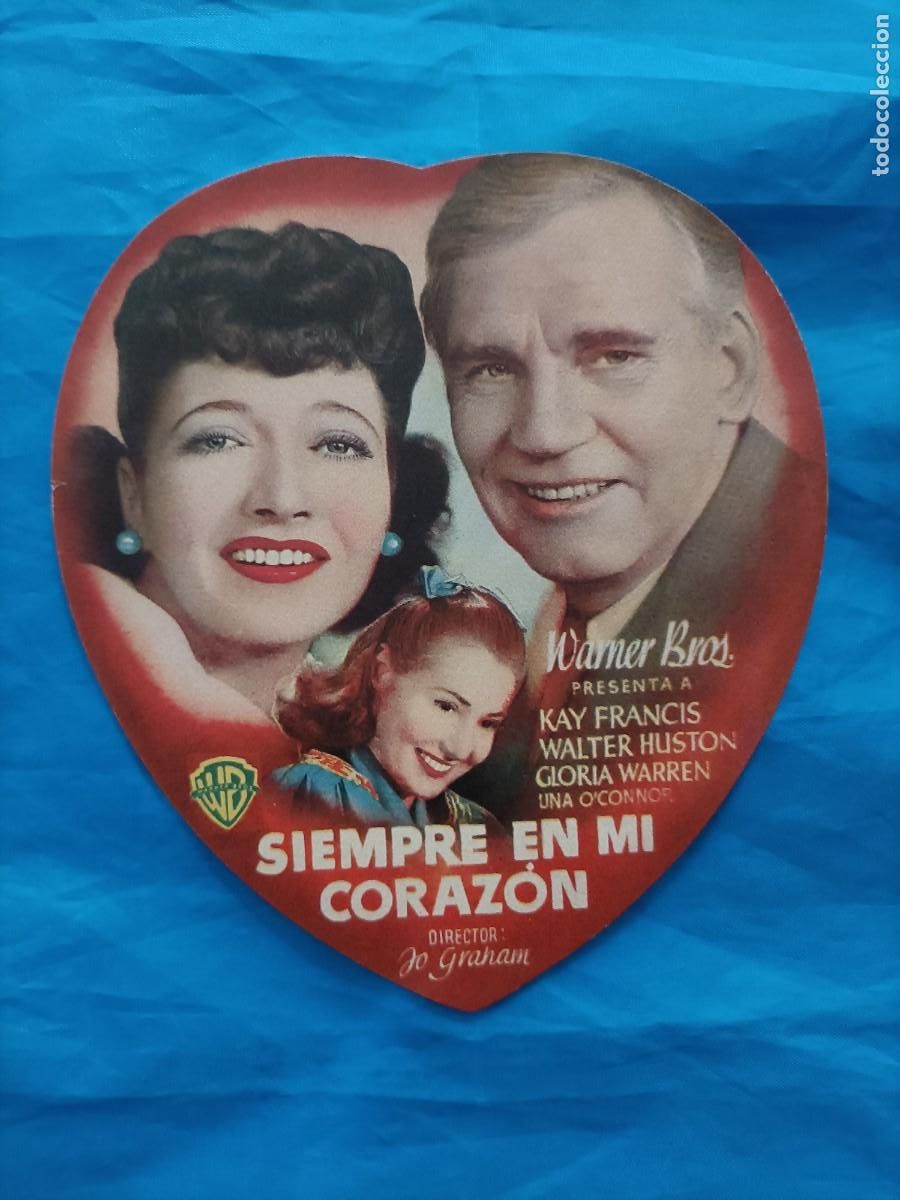 Cine: SIEMPRE EN MI CORAZ&Oacute;N. KAY FRANCIS, WALTER HUSTON. TROQUELADO EN FORMA DE CORAZ&Oacute;N.