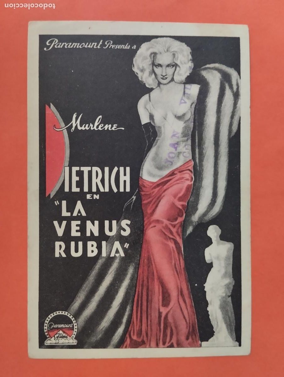 Flyers Publicitaires de Films Anciens: JHR - PROGRAMA CINE TARJETA. LA VENUS RUBIO.