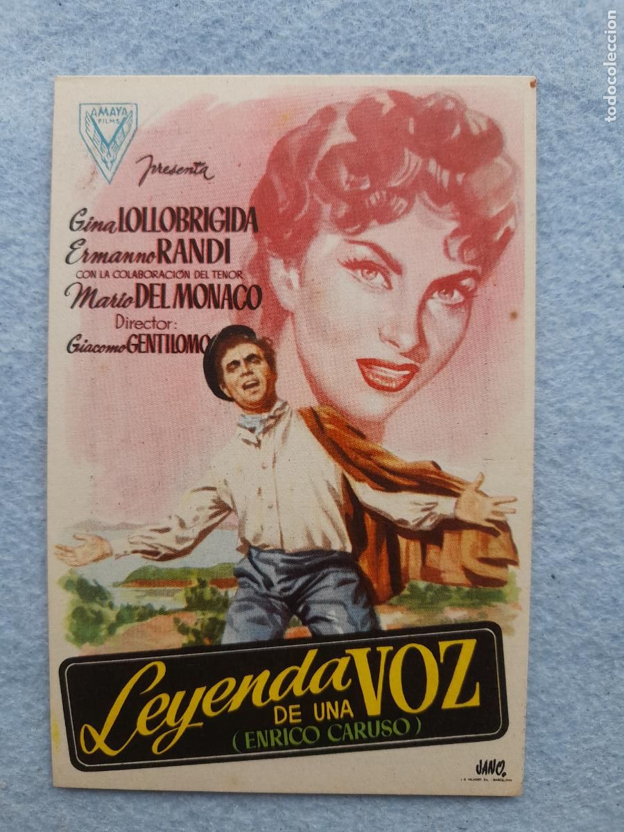 Cine: Leyenda de Una Voz. Enrico Caruso. Gina Lollobrigida, Ermanno Randi, Mario Del M&oacute;naco.