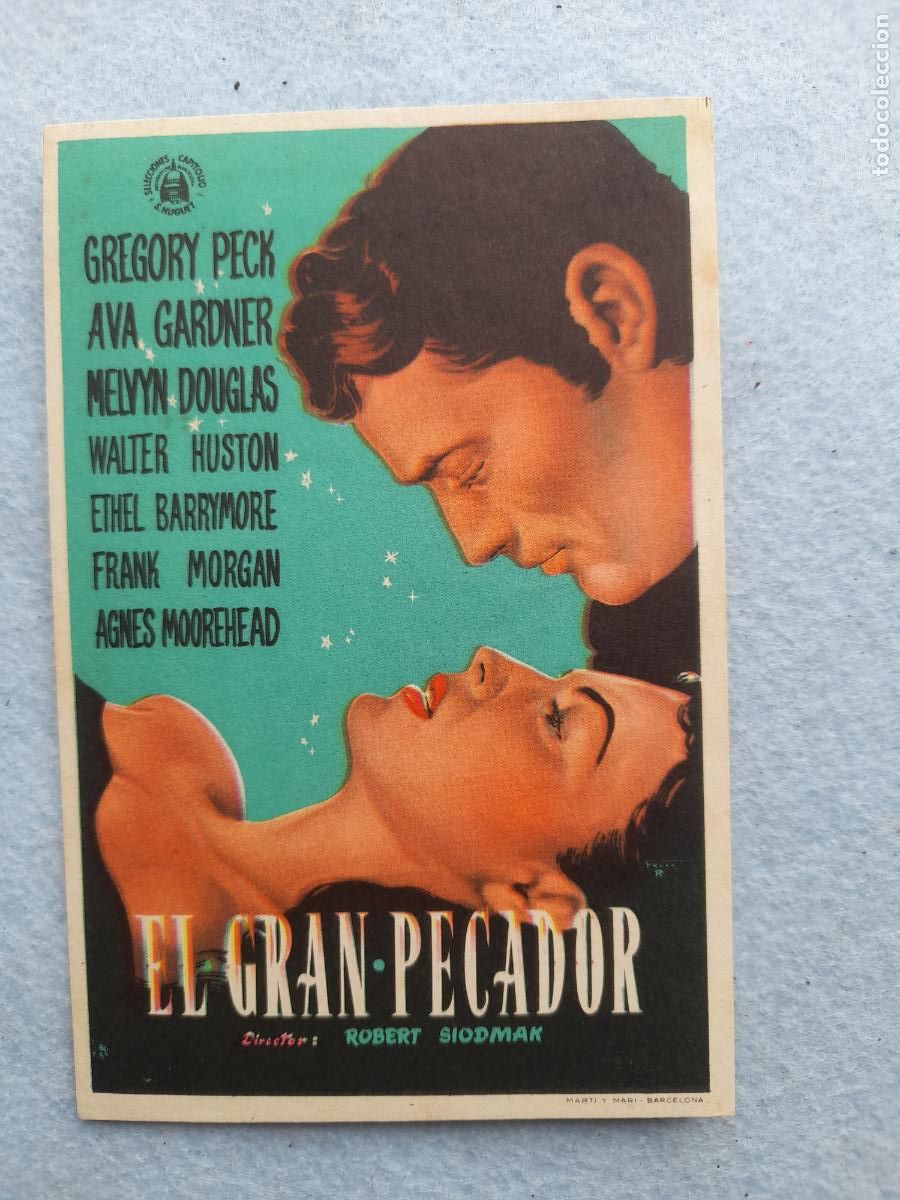 Cine: El Gran Pecador. Gregory Peck, Ava Gardner, Melvyn Douglas, Walter Huston