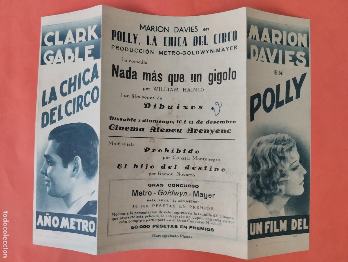 Foglietti di film di film antichi di cinema: JHR - PROGRAMA CINE TRIPTICO. LA CHICA DEL CIRCO.