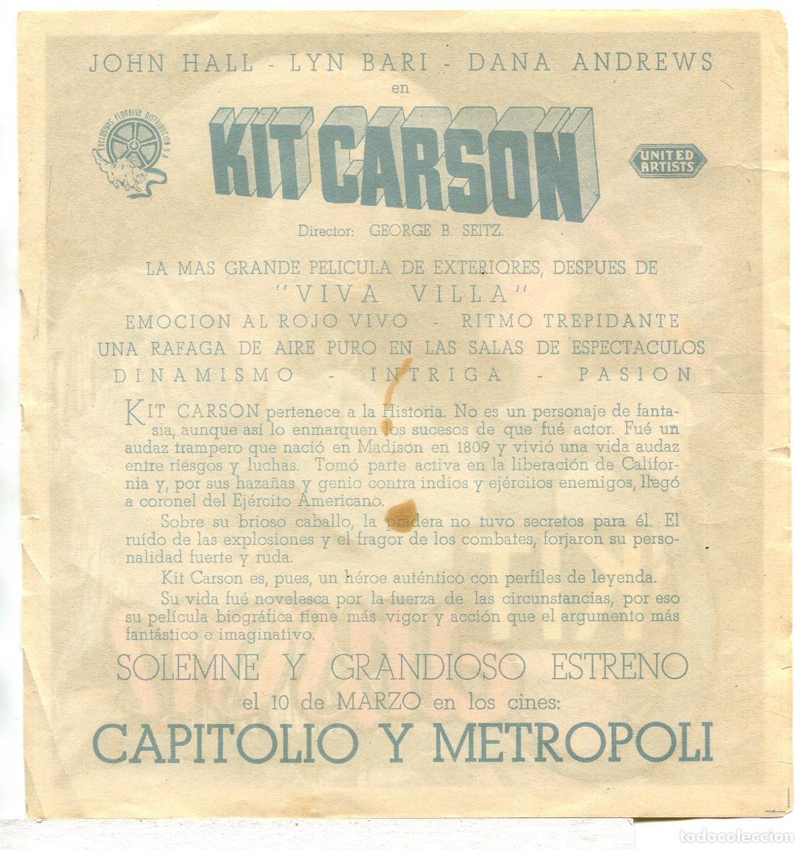 Cine: KIT CARSON, con John Hall. 19 X 20 cms. - Foto 2