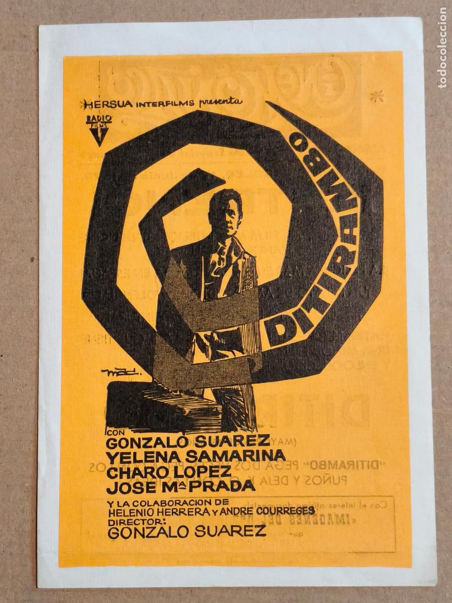 Folhetos de m&atilde;o de filmes antigos de cinema: DITIRAMBO PROGRAMA DE CINE 1970